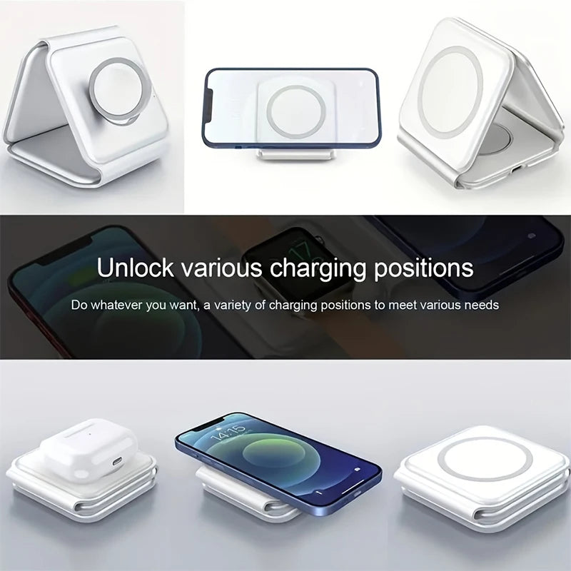 mobile phone watch three-in-one magnetic wireless charging magsafe two-way charging folding stand wireless charger
